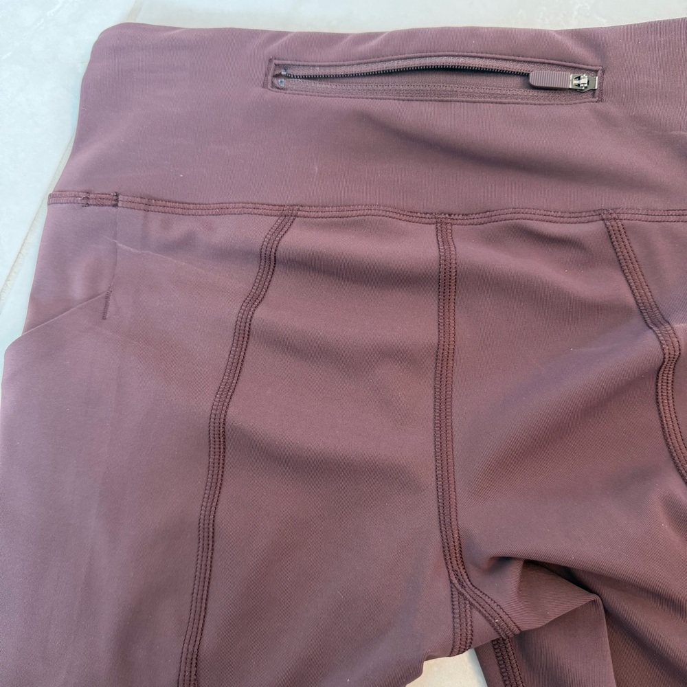 Lululemon Plum brown High Rise Leggings Sz 2 Pockets Pace Rival Crop Dark Adobe - Picture 6 of 9